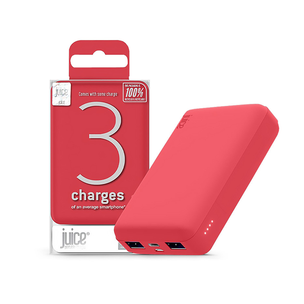 Univerzális hordozható, asztali akkumulátor töltő - Juice ECO 3 Power Bank - 2xUSB +Type-C - 10.000 mAh - piros (JU194686)