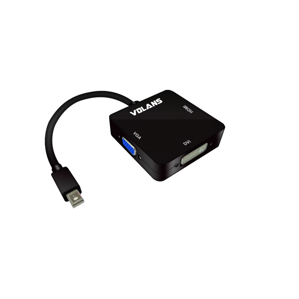 Mini DisplayPort -> DisplayPort + DVI + HDMI átalakító fekete (mdp->dp+dvi+hdmi)