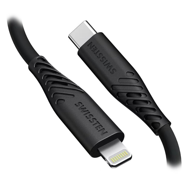 Swissten 71534010 USB-C apa - Lightning apa Adat és töltő kábel 1.5m - Fekete