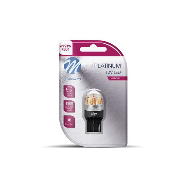 Blister M-TECH Platinum LB828Y-01B - T20 W21W, 12-24V 15x2835SMD, CANBUS, Amber