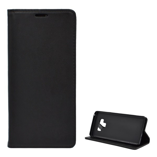 Tok álló, bőr hatású (FLIP, oldalra nyíló, asztali tartó funkció) FEKETE [Samsung Galaxy Note 9 (SM-N960F)] (5996457794232)
