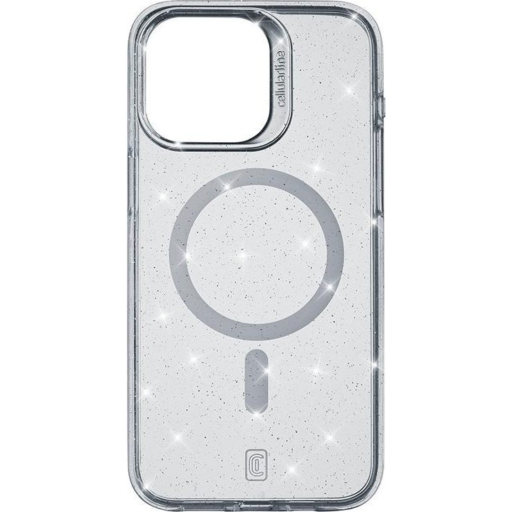 Cellularline Sparkle Mag Back Cover with Magsafe for Apple iPhone 15 Pro Max, Clear (SPARKMAGIPH15PRMT)