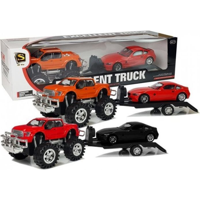 Lean Toys Járműszett Fekete Monster Truck Fehér Lakókocsi 58 cm (9269-uniw)