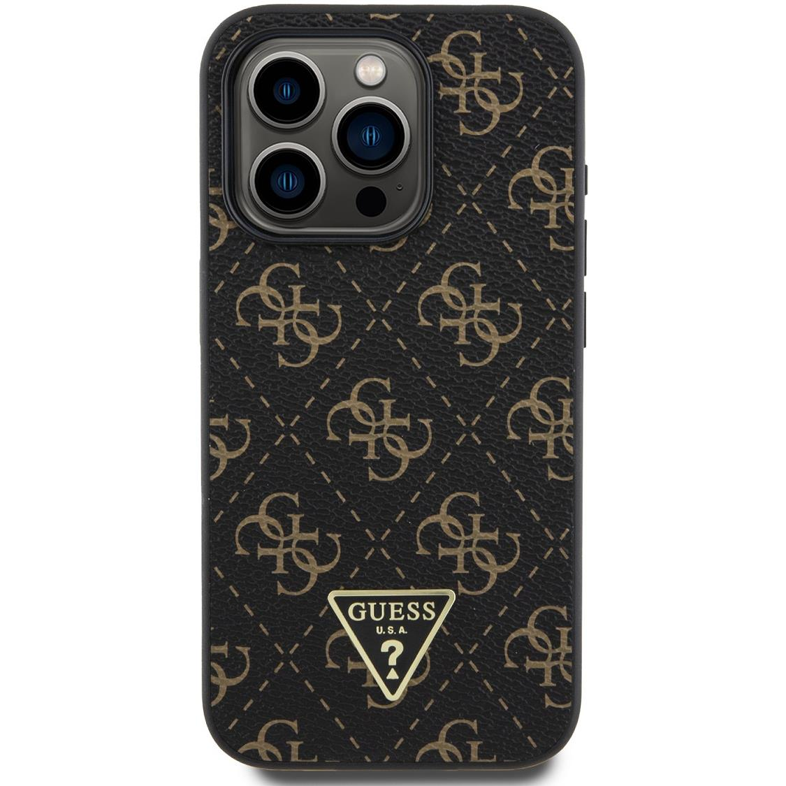 Guess PU Leather 4G Triangle Metal Logo iPhone 16 Pro Max Black tok (GUHCP16XPG4GPK)