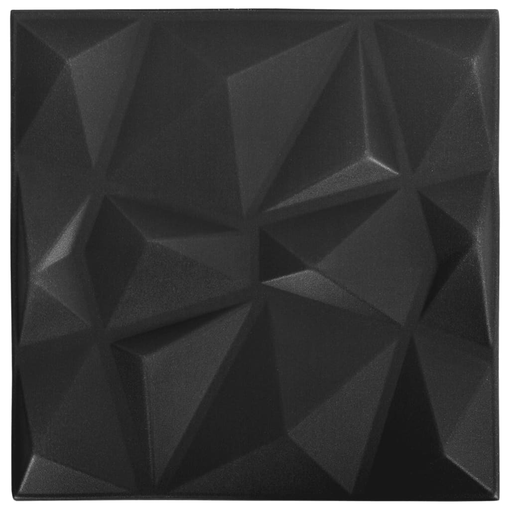 12 darab gyémánt fekete 3D fali panel 50 x 50 cm 3 m² (340587)