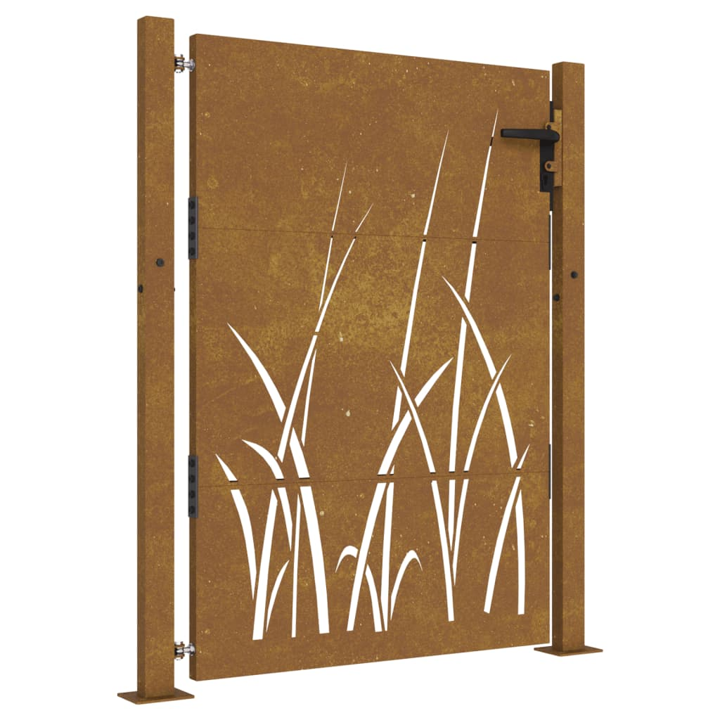 fűmintás corten acél kerti kapu 105 x 155 cm (153229)