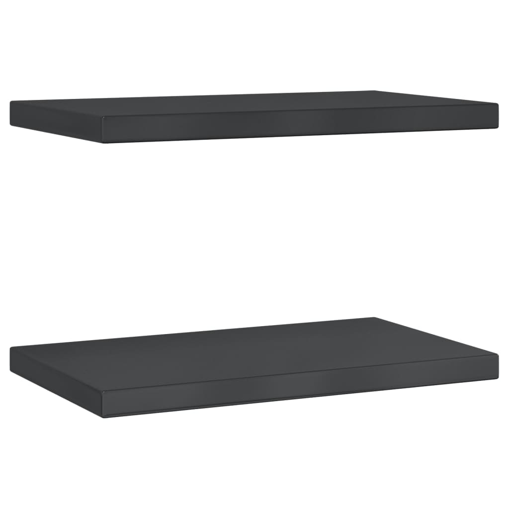 2 db fekete rozsdamentes acél fali polc 50 x 30 x 3 cm (30294)