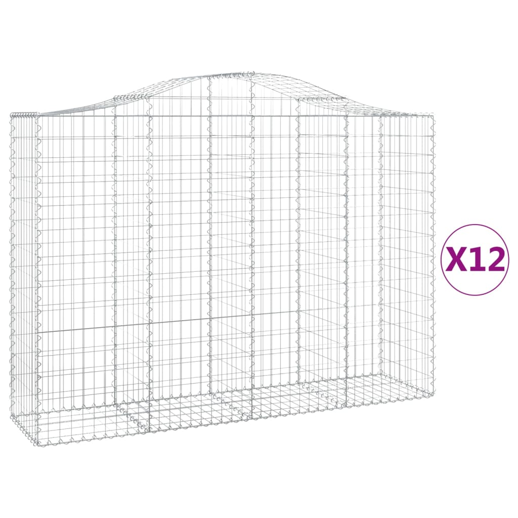 12 db íves horganyzott vas gabion kosár 200x50x140/160 cm (3145692)