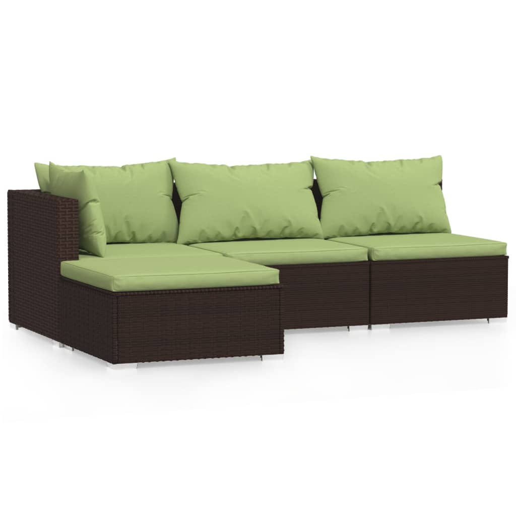 4 részes barna polyrattan kerti ülőgarnitúra párnákkal (317556)