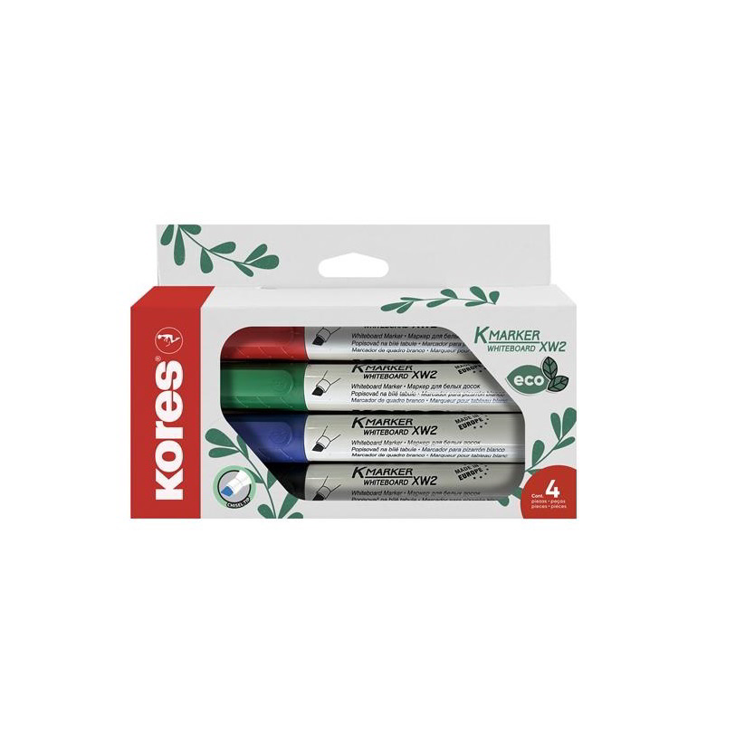 Kores Eco K-Marker 3-5mm kúpus Tábla- és flipchart marker készlet - Vegyes színek (4 db / csomag) (20744)