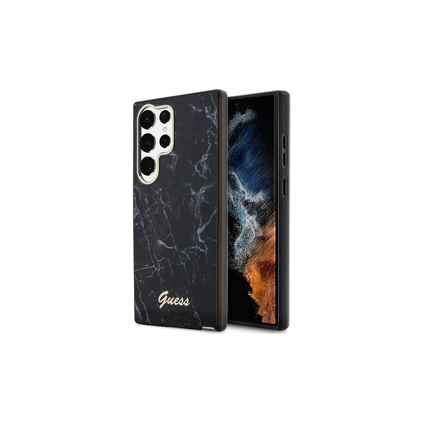 Guess GUHCS23LPCUMAK S23 Ultra S918 készülékhez keménytok Marble fekete