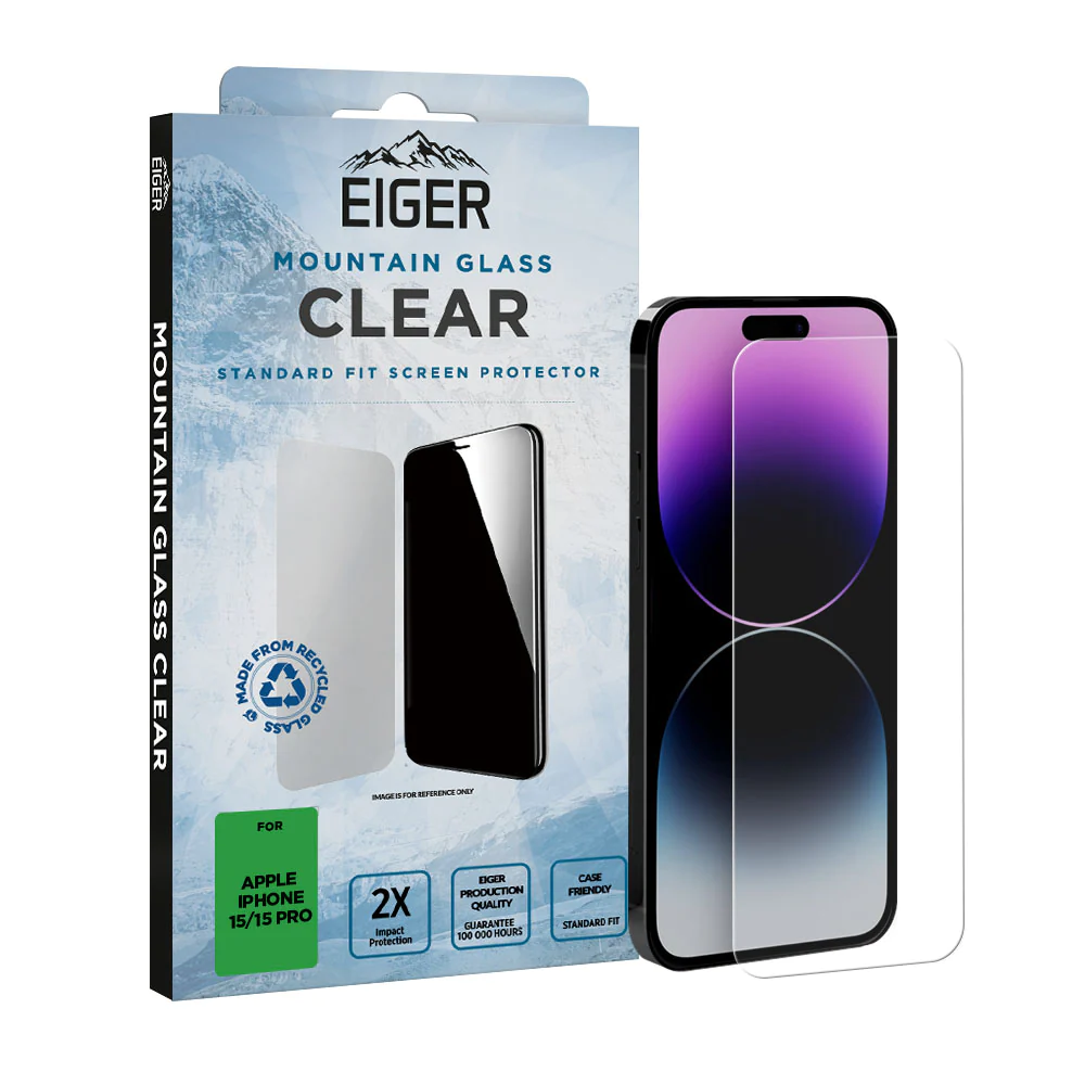 Eiger Mountain Glass Apple iPhone 15/15 Pro Edzett üveg kijelzővédő (EGSP00904)