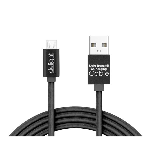 Delight microUSB adatkábel LED fénnyel 1m, fekete (55442M-BK) (55442M-BK)