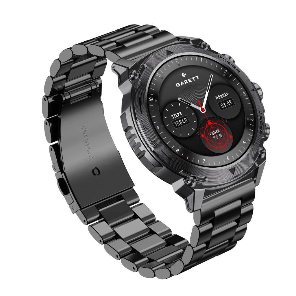 Garett Atom fekete acél okosóra 1.43" AMOLED kijelzővel (ATOM_BLK_STL)