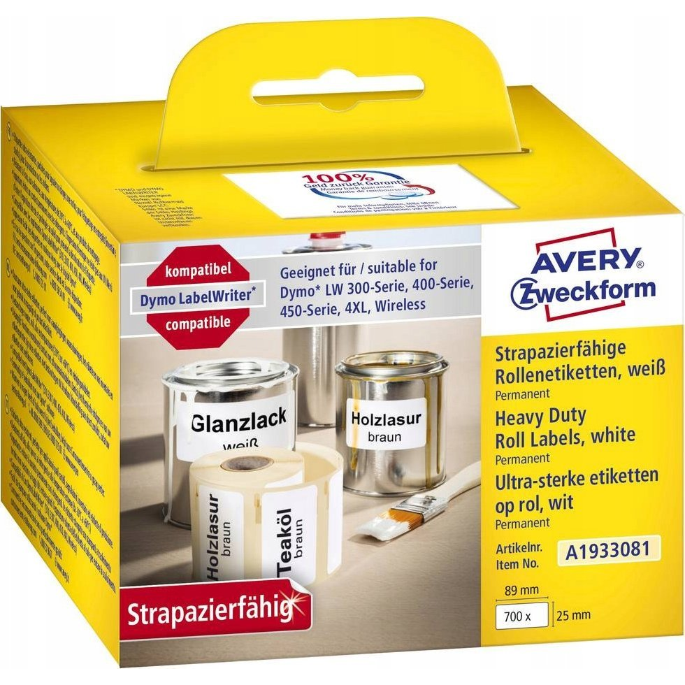 Avery-Zweckform Etikettek (tekercs) 89 x 25 mm Fólia Fehér 1 készlet A1933081 Univerzális etikett (A1933081)