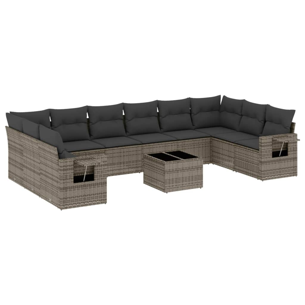 11 részes szürke polyrattan kerti ülőgarnitúra párnákkal (3220679)