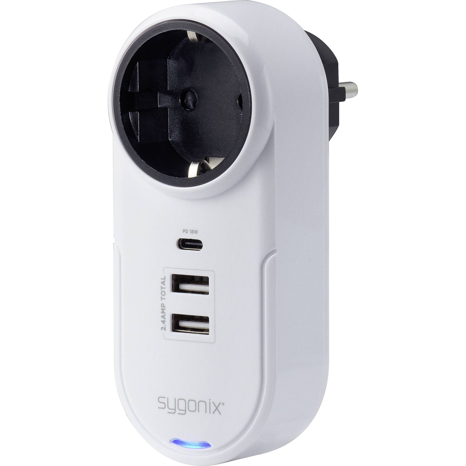 Sygonix 2xUSB-A + 1xUSB-C 1xdugalj hálózati adapter fehér (SY-4512996) (SY-4512996)