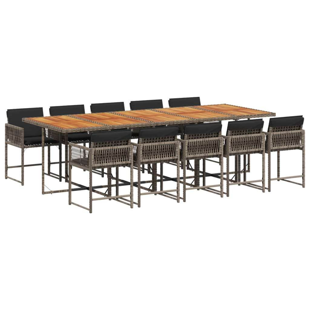 11 részes szürke polyrattan kerti ülőgarnitúra párnákkal (3211478)