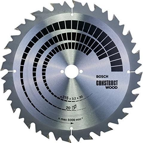 Bosch Accessories Construct Wood 2608640701 Keményfém körfűrészlap 315 x 30 x 3.2 mm Fogak száma (collonként): 20 1 db