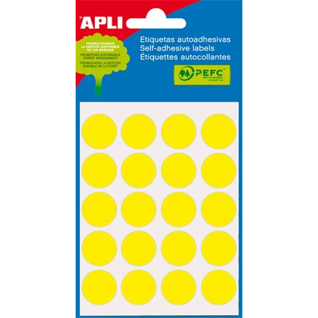 Apli 19mm kör kézzel írható Etikett 100 etikett/csomag Sárga (02063)