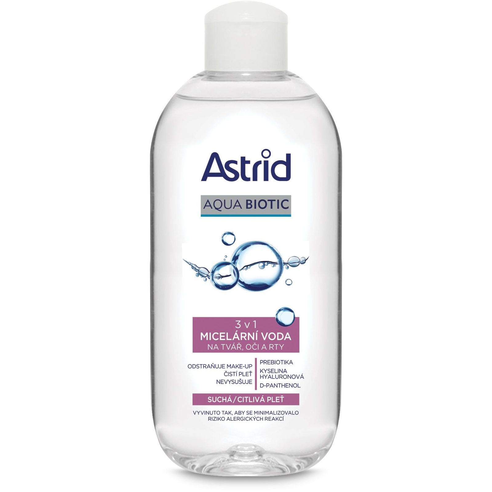 ASTRID Aqua Biotic Micellás víz 3 az 1-ben száraz és érzékeny bőrre 400 ml (8592297002437)