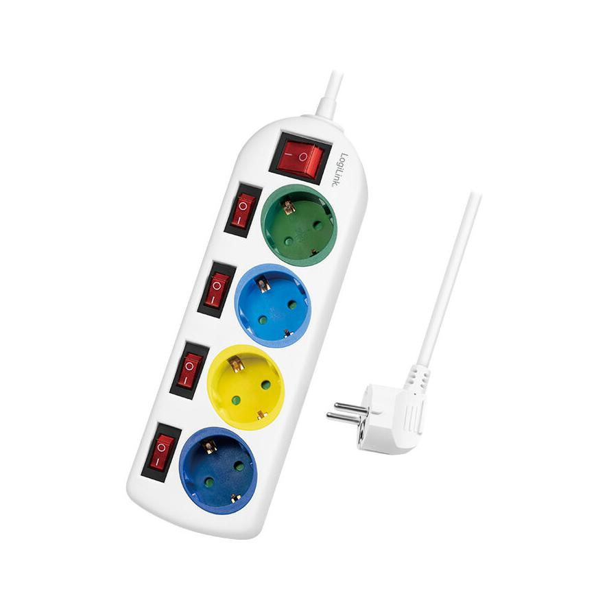LogiLink LPS257 4db villásdugó CEE 7/3 elosztó 1.5m multi-color (LPS257)