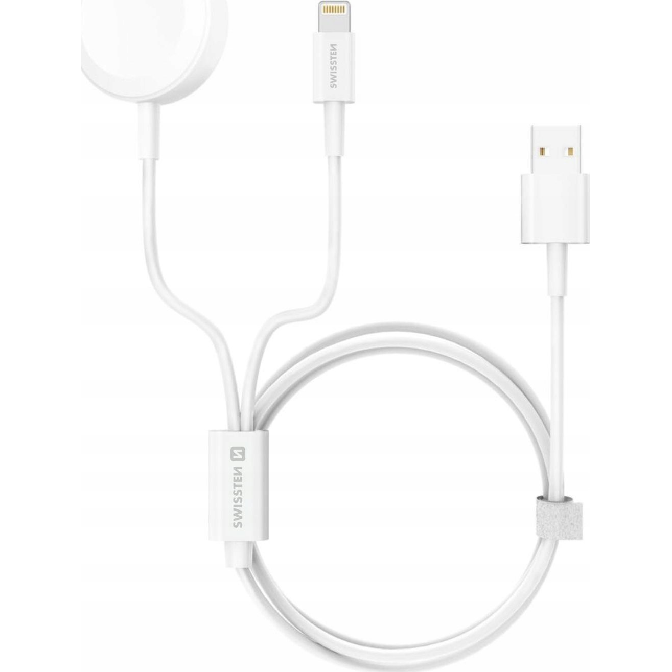 Swissten 2az 1ben USB-C / iWatch Vezeték nélküli töltő 10W / 3W - Fehér (22055510)