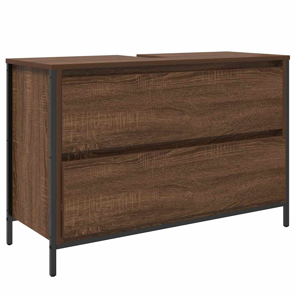 barna tölgy fürdőszobai mosdószekrény fiókokkal 90x34,5x60 cm (861881)