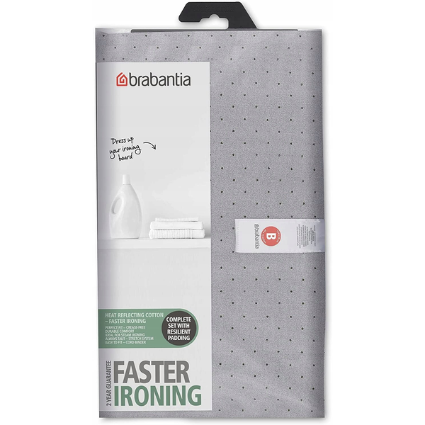 Brabantia Ironing Table Perfect Fit Covers vasalódeszka huzat, 1240x380mm - B méret, komplett szett - huzat + 8mm hab alátét, metalizált szürke - 134081