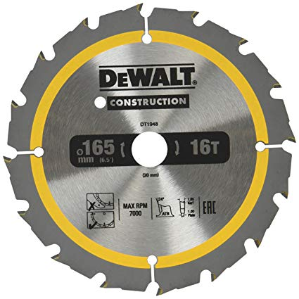 DeWalt fűrésztárcsa 165 mm-es fához (DT1950-QZ)