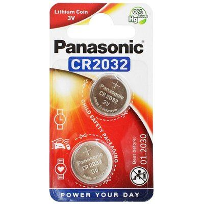 Panasonic CR2032 3V lítium gombelem (2db/csomag) (CR-2032EL/2B) (CR-2032EL/2B)