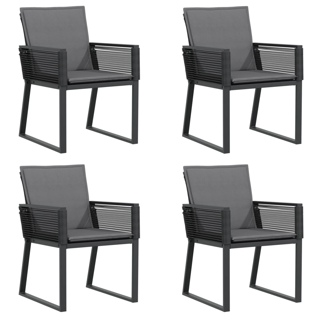 4 db fekete polyrattan kerti szék párnával (4008116)
