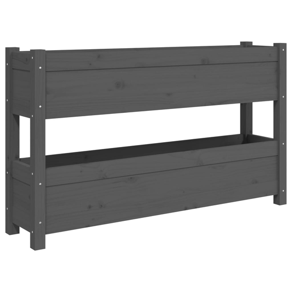 Плантер vidaXL, Сив, 112x25x66 см, Борово дърво масив