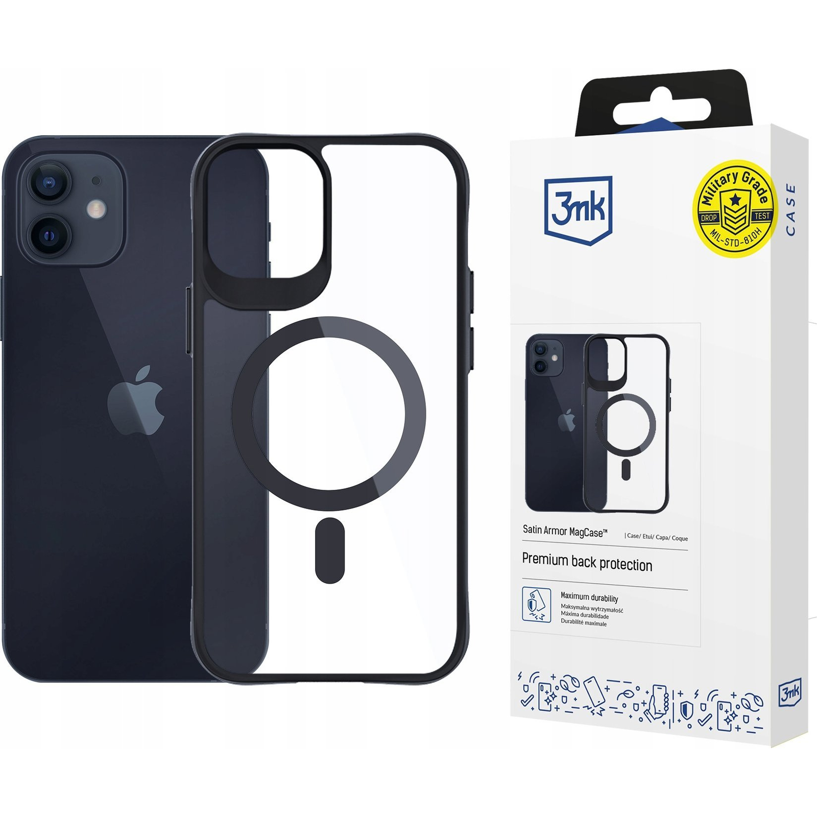 3mk Satin Armor MagCase átlátszó, TPU és PC anyagú telefontok Apple iPhone 12/12 Pro (5903108563734)