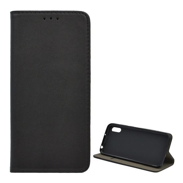 Tok álló, bőr hatású (FLIP, oldalra nyíló, asztali tartó funkció) FEKETE [Huawei Y6 2019 (Y6 Prime 2019)] (5996457871292)