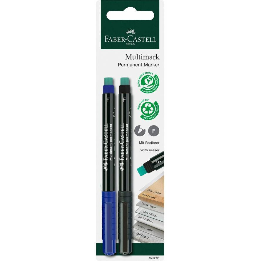 Faber Castell Marker Multimark permanent F bl/sw 2x BK (156295)