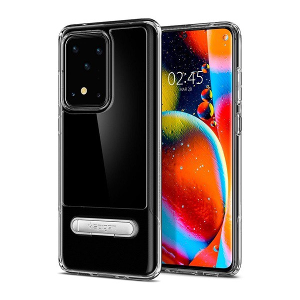 SPIGEN SLIM ARMOR ESENTIAL S szilikon telefonvédő (közepesen ütésálló, műanyag hátlap, kitámasztó) ÁTLÁTSZÓ [Samsung Galaxy S20 Ultra 5G (SM-G988B)] (ACS00639)