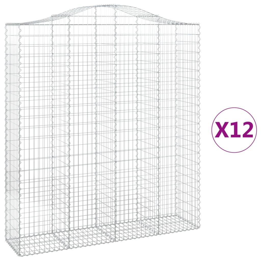 12 db íves horganyzott vas gabion kosár 200x50x220/240 cm (3145776)