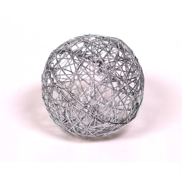 Iris gömb alakú fém dekoráció 15cm, ezüst (190-12) (is190-12)