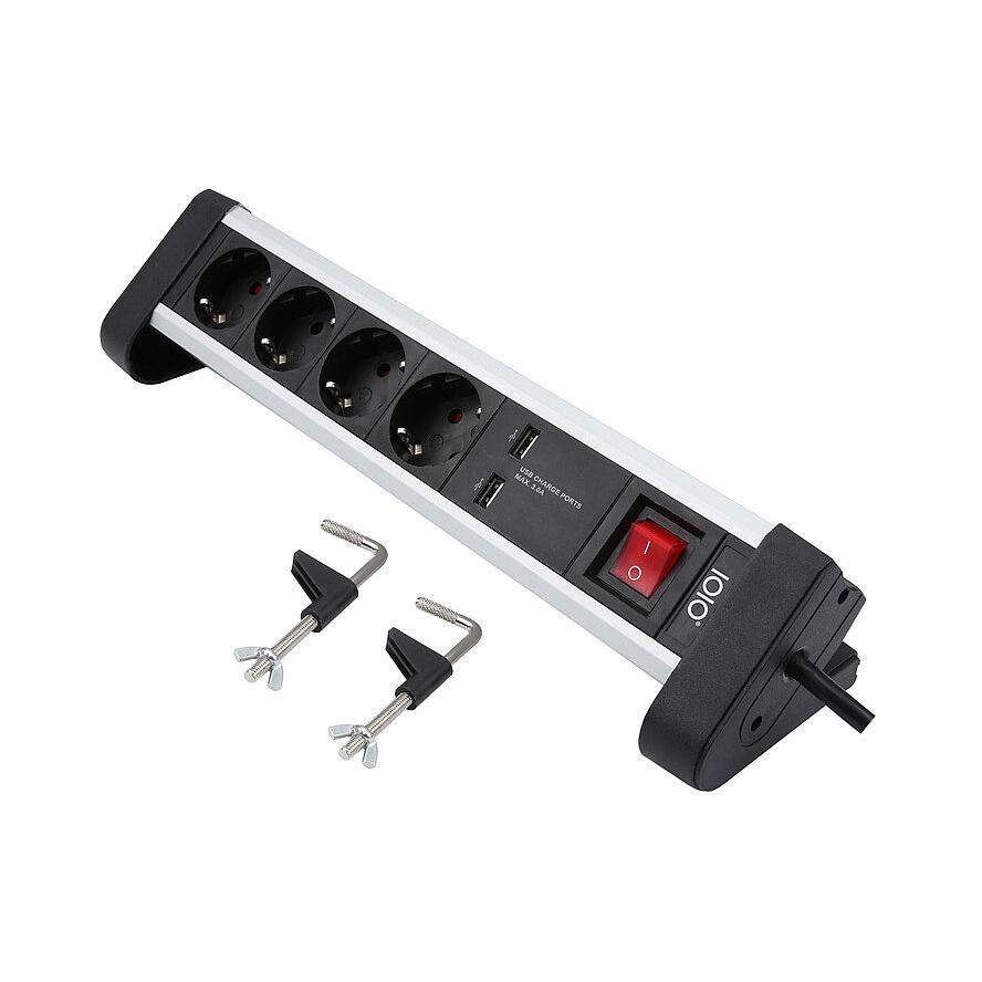 Olympia IOIO SL 2425 U Elosztó 4 aljzatos 1.5m - Fekete/Ezüst (41224)