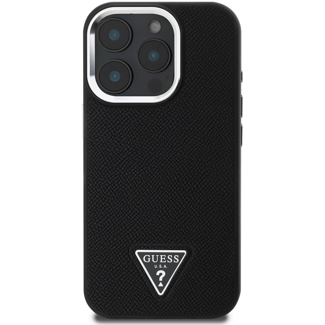Guess PU Grained Triangle Logo iPhone 16 Pro Black tok (GUHMP16LPGTSPSK)