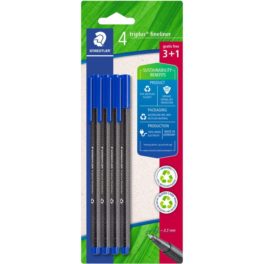 Staedtler Fineliner triplus Filctoll készlet - Kék (4 db / csomag) (334 R-3BK4)