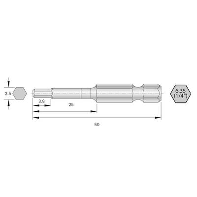 Bernstein Bit készlet HRC acél Ötvözött E 6.3 6 db (6-HX25-50) (6-HX25-50)