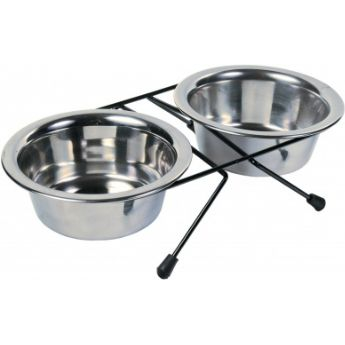 Trixie 24831 Fémtál Szett 2 Db-Os 0,45 L-Es Állványos (TX-24831)