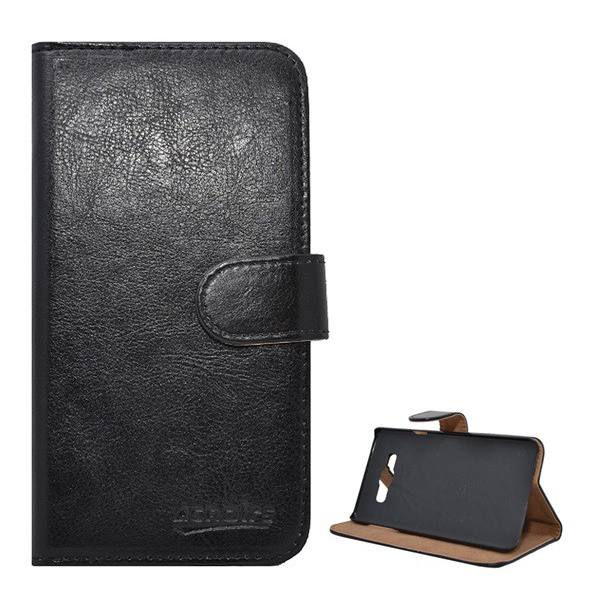 Tok álló, bőr hatású (FLIP, oldalra nyíló, asztali tartó funkció, prémium) FEKETE [Samsung Galaxy A7 (2015) SM-A700F] (5996457526260)
