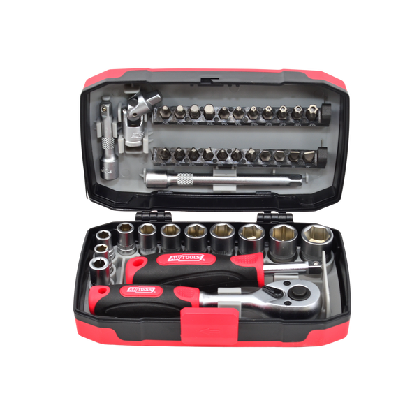 AWTOOLS ZESTAW KLUCZY 38el. 1/4" BLACK LINE