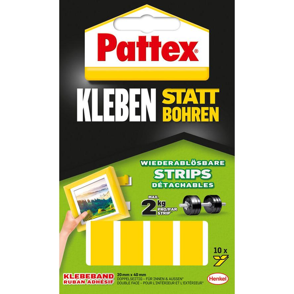  Pattex Pattex Kleben statt Bohren, Klebestrips, ablösbar, 10 ST