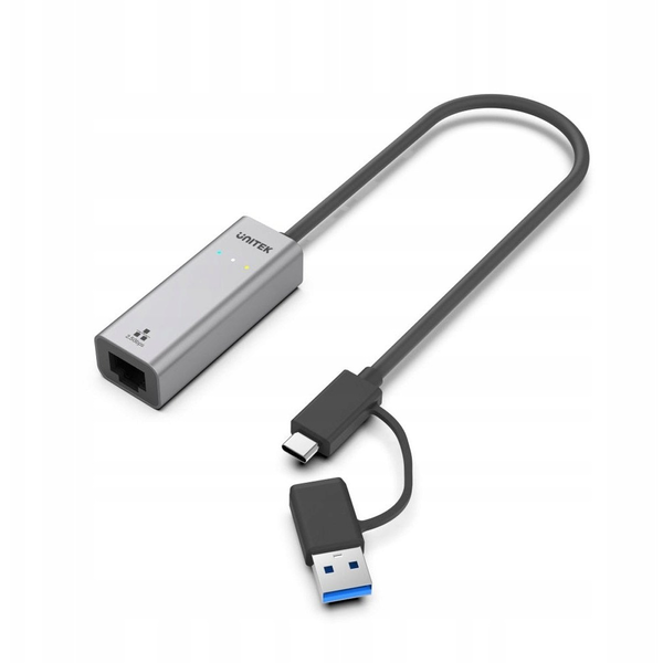 Unitek Hybrydowy adapter USB-C/USB-A do sieci Gigabit Ethernet 2,5G