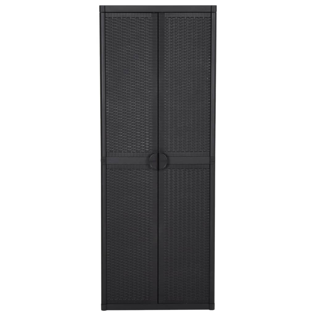 fekete PP rattan kerti tárolószekrény 65 x 45 x 172 cm (151238)