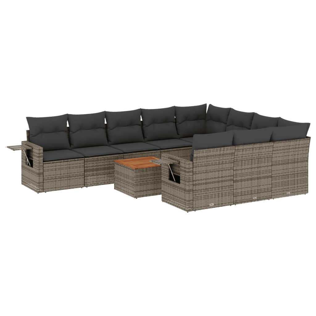 11 részes szürke polyrattan kerti ülőgarnitúra párnákkal (3224744)